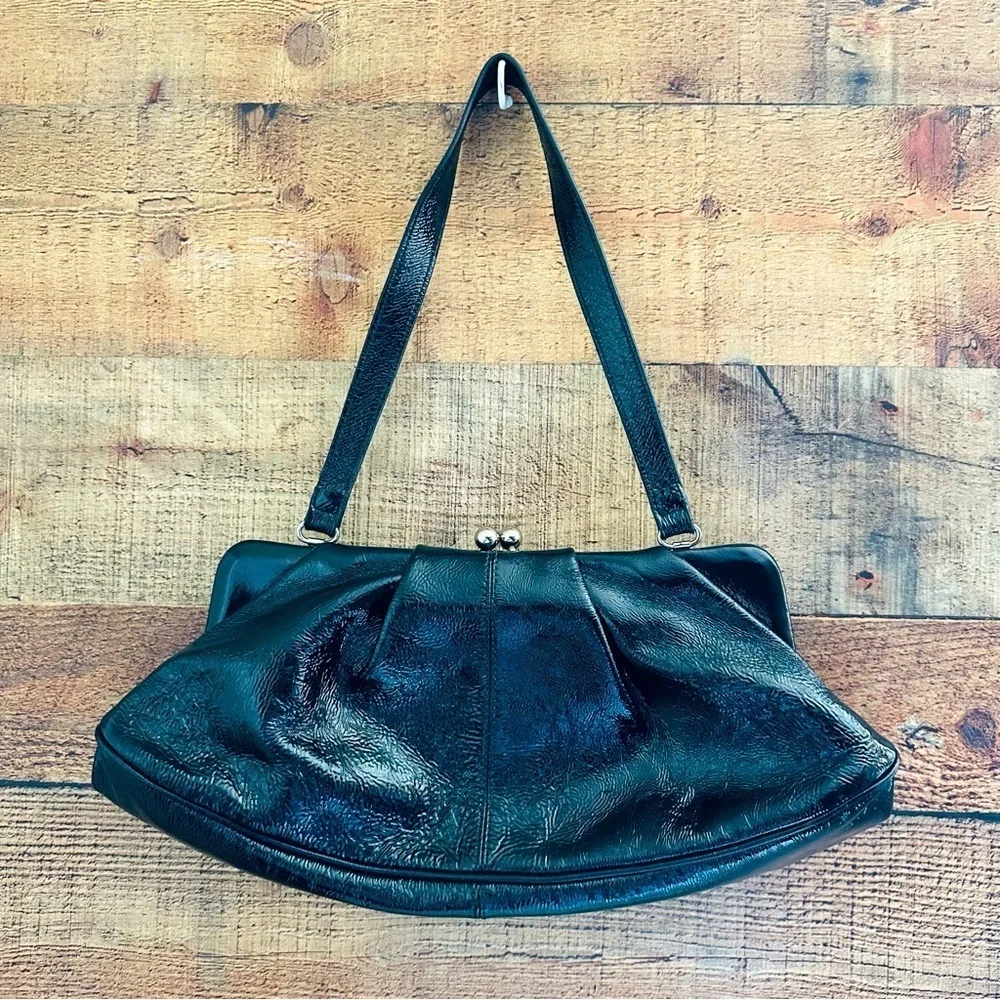 Hobo International Vintage Elegant Black Patent Leather Handbag